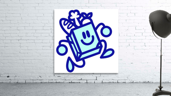 blue square sponge running Wall Preview