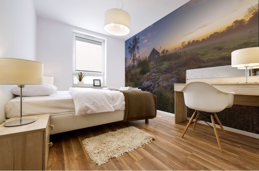 Misty Barn Mural print