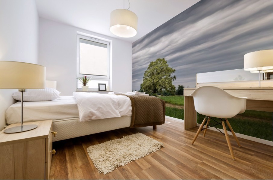 The Tree Stormy Sky Mural print