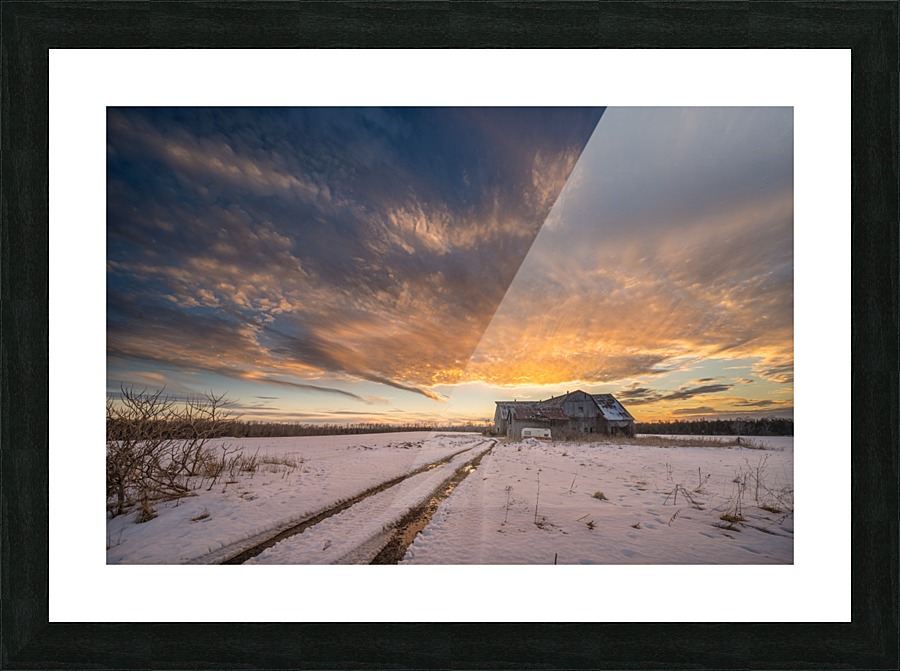 Firery Sunset Barn Picture Frame print