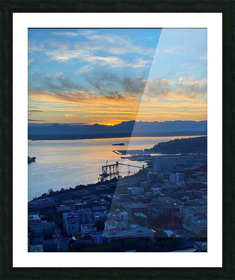 Sunset from atop space needle Picture Frame print