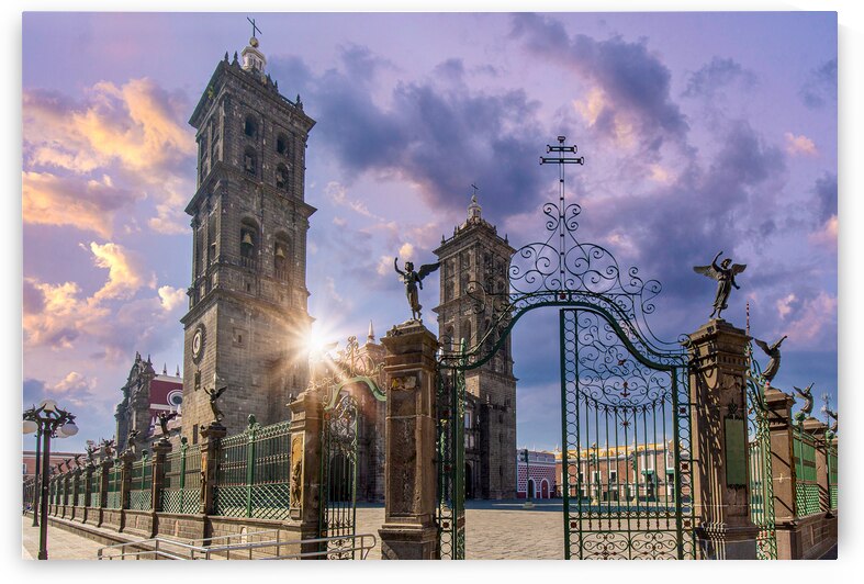 Mexico Puebla Cathedral on the central Zocalo plaza in historic city center by Elijah Lovkoff