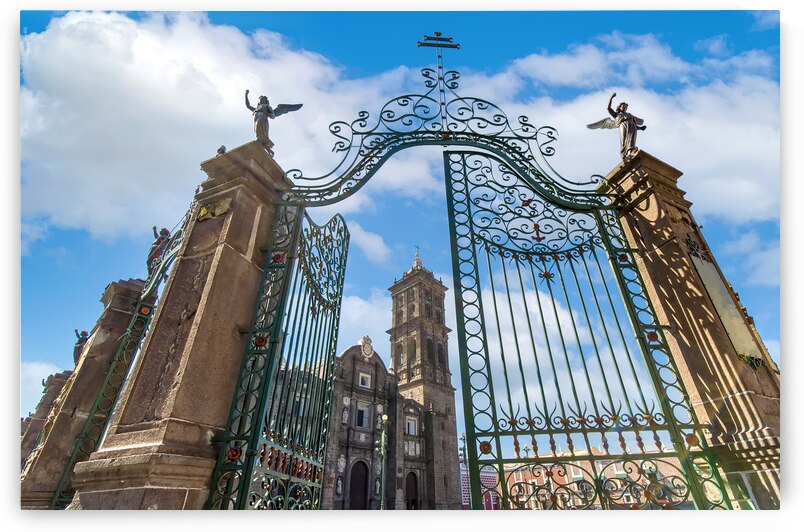 Mexico Puebla Cathedral on the central Zocalo plaza in historic city center by Elijah Lovkoff