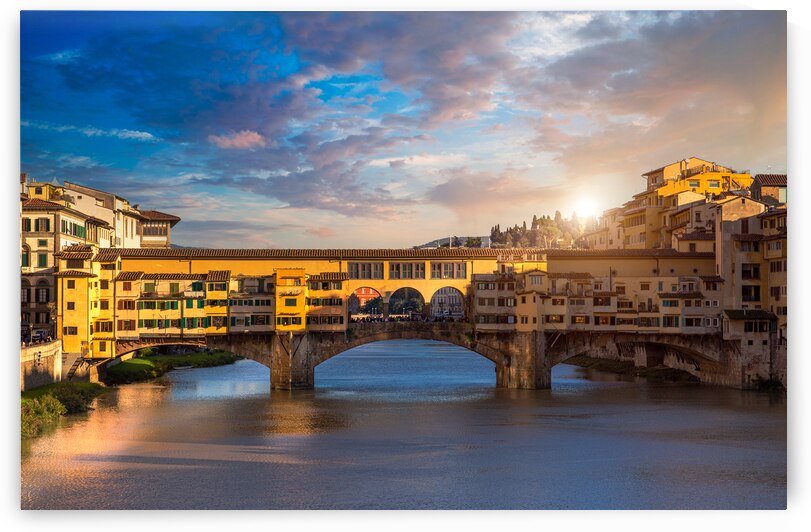 Scenic beautiful Ponte Vecchio bridge in Florence historic city center by Elijah Lovkoff