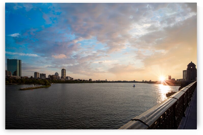 USA Panoramic view of Boston skyline and downtown from Longfellow bridge over Charles River by Elijah Lovkoff