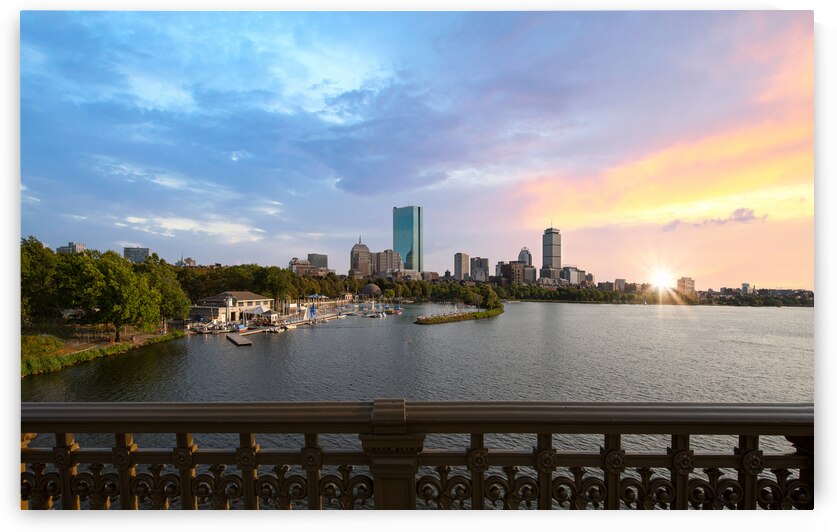 USA Panoramic view of Boston skyline and downtown from Longfellow bridge over Charles River by Elijah Lovkoff