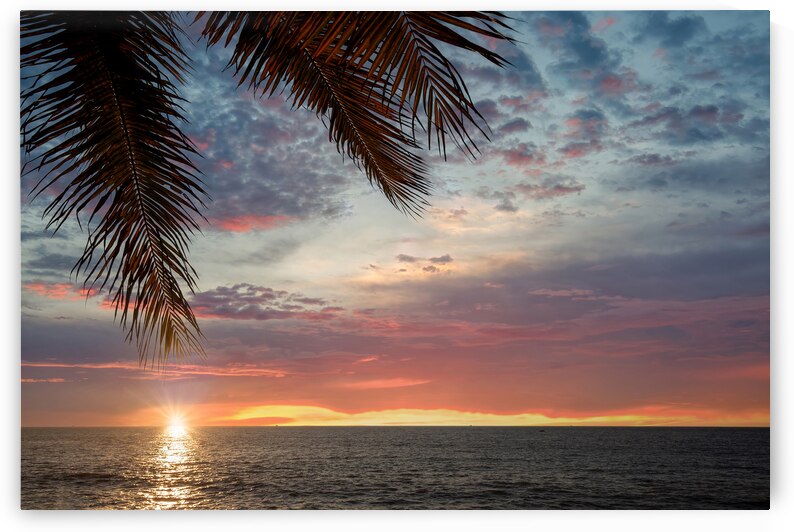 Famous Puerto Vallarta sunsets on sea promenade El Malecon with ocean lookouts beaches scenic landscapes hotels and city views by Elijah Lovkoff
