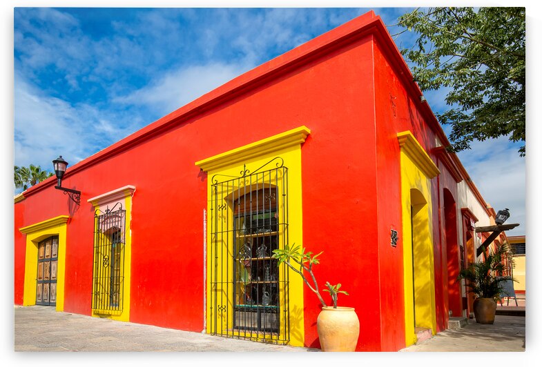 Oaxaca Mexico Scenic old city streets and colorful colonial buildings in historic city center by Elijah Lovkoff