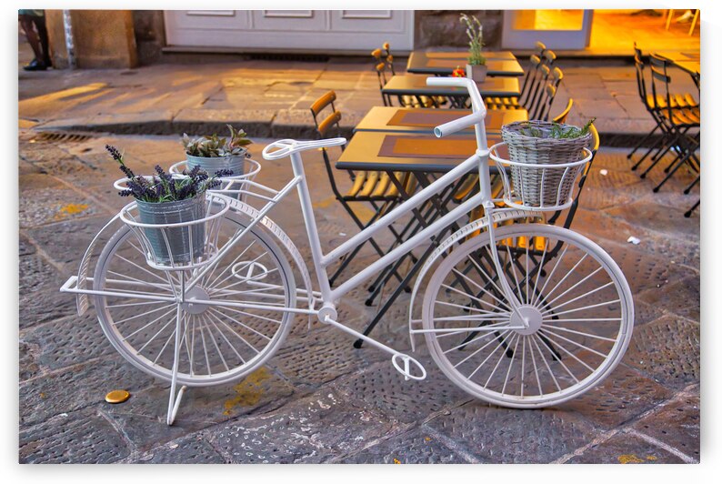 Florence streets near landmark bridge Ponte Vecchio by Elijah Lovkoff