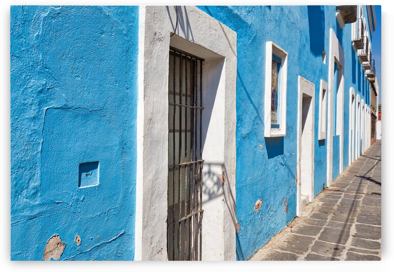 Colorful Puebla streets in Zocalo historic city center by Elijah Lovkoff