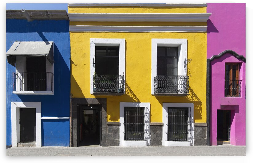 Colorful Puebla streets and colonial architecture in Zocalo historic city center by Elijah Lovkoff