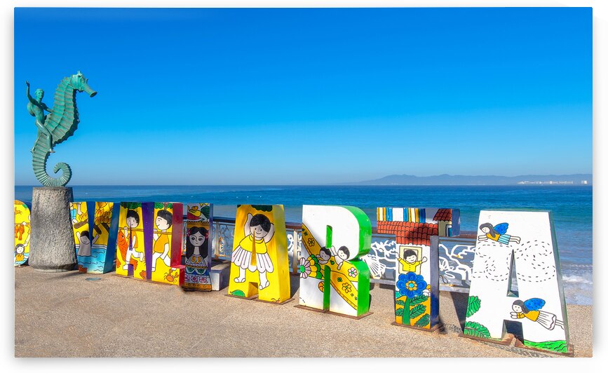 Famous Puerto Vallarta sea promenade El Malecon with ocean lookouts beaches scenic landscapes hotels and city views by Elijah Lovkoff