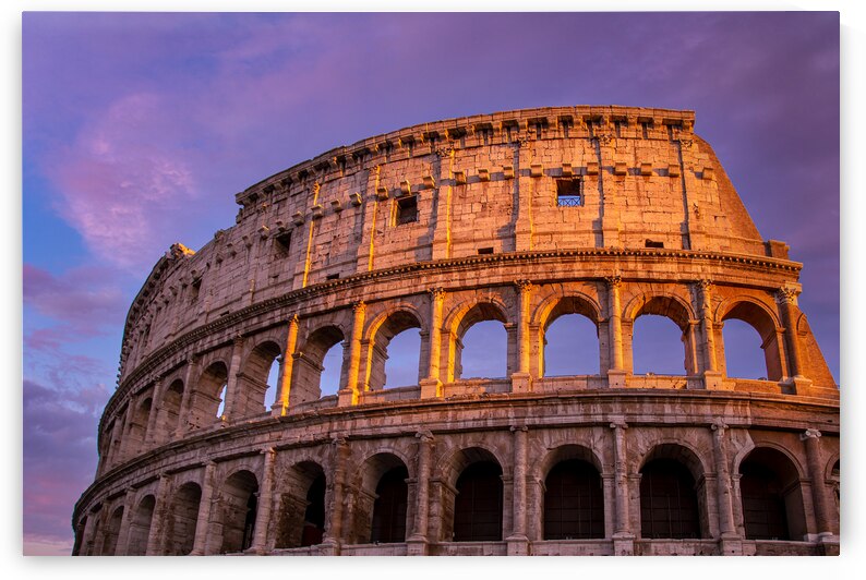 Famous Coliseum Colosseum of Rome at early sunset by Elijah Lovkoff