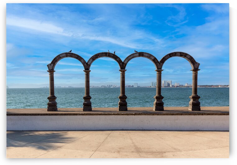 Famous Puerto Vallarta sea promenade El Malecon with ocean lookouts beaches scenic landscapes hotels and city views by Elijah Lovkoff