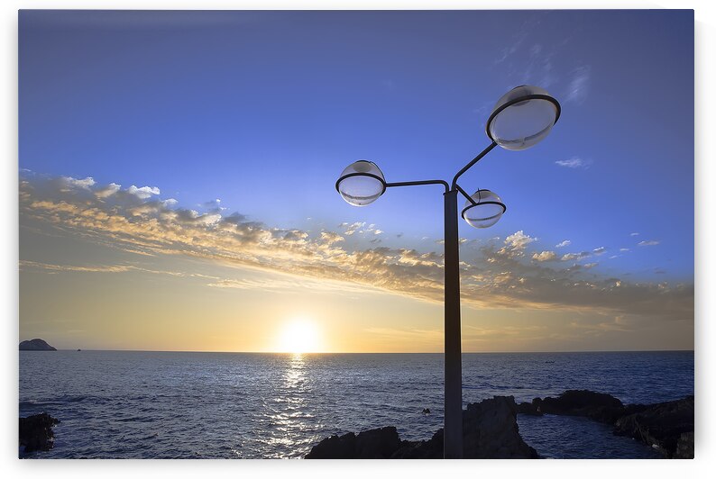 Famous Mazatlan sea promenade El Malecon with ocean lookouts a by Elijah Lovkoff