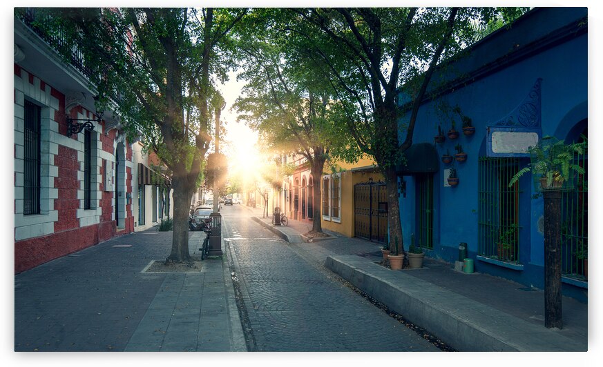 Mexico Mazatlan Colorful old city streets in historic city center near El Malecon and ocean shore by Elijah Lovkoff