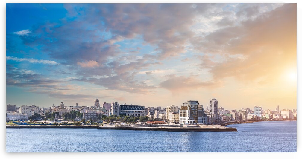 Panoramic aerial view of an Old Havana Old Havana streets and Havana Bay in historic city center of Havana Vieja near Paseo El Prado and Malecon by Elijah Lovkoff
