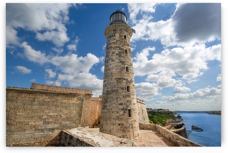 Famous Lighthouse of the Morro Castle Castillo de los Tres Reyes del Morro a fortress guarding the entrance to Havana bay in Havana Cuba by Elijah Lovkoff