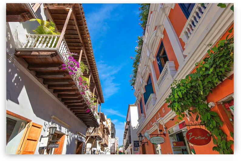 Cartagena Colombia   18 February 2020: Famous colonial Cartagena Walled City Cuidad Amurrallada and its colorful buildings in historic city center a designated UNESCO World Heritage Site by Elijah Lovkoff