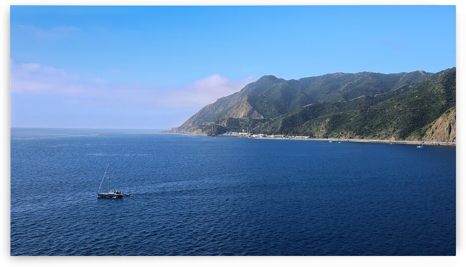 Avalon City on Santa Catalina Island. Scenic seascape and mountains by Elijah Lovkoff