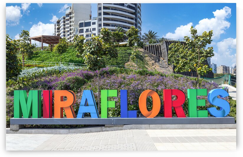 Peru Lima ocean view and Miraflores Malecon promenade with shopping malls cafes and restaurants by Elijah Lovkoff