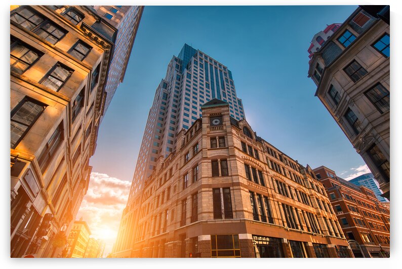 Boston MA USA 20 July 2019: Scenic Boston downtown financial  by Elijah Lovkoff
