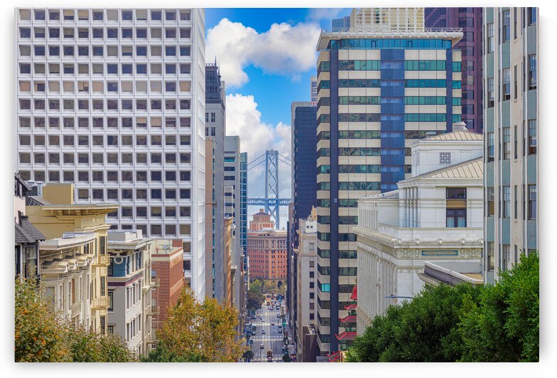 San Francisco California street and cable cars that connect financial district and upper town by Elijah Lovkoff