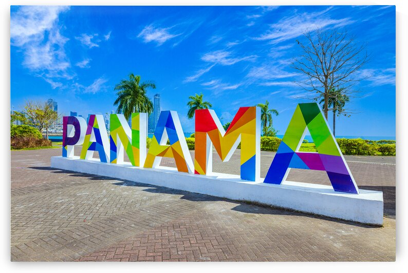 Panama City Letters in Panama on the sea promenade Malecon near Casco Viejo historic center by Elijah Lovkoff