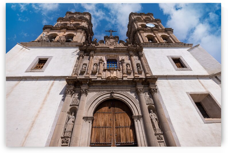 Mexico Catholic church of Cathedral Basilica of Durango in colonial historic city center located opposite Durango central square Plaza de Armas by Elijah Lovkoff