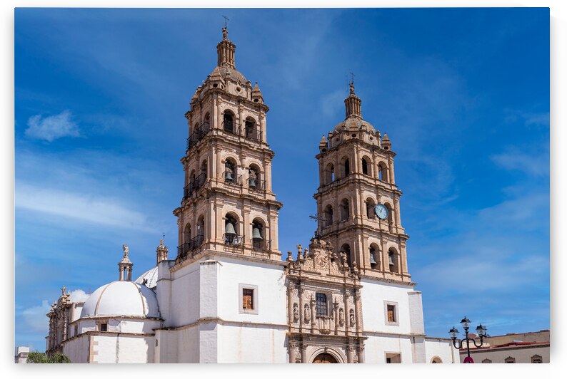 Mexico Catholic church of Cathedral Basilica of Durango in colonial historic city center located opposite Durango central square Plaza de Armas by Elijah Lovkoff