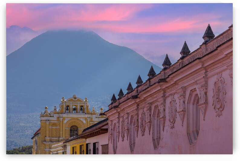 Guatemala colorful colonial Antigua streets in historic city center Barrio Historico by Elijah Lovkoff