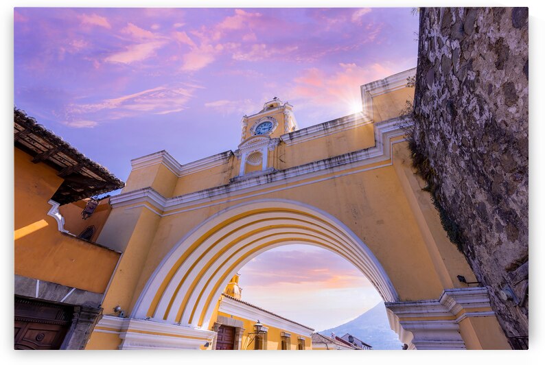 Guatemala colorful colonial Antigua streets in historic city center Barrio Historico by Elijah Lovkoff