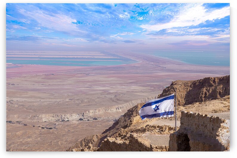 Israel Panoramic views from Masada Fortress in National Park in Negev Judaean Desert near Dead Sea by Elijah Lovkoff