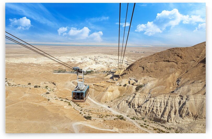 Israel panoramic views from the funicular cable car to Negev Masada Fortress in National Park by Elijah Lovkoff