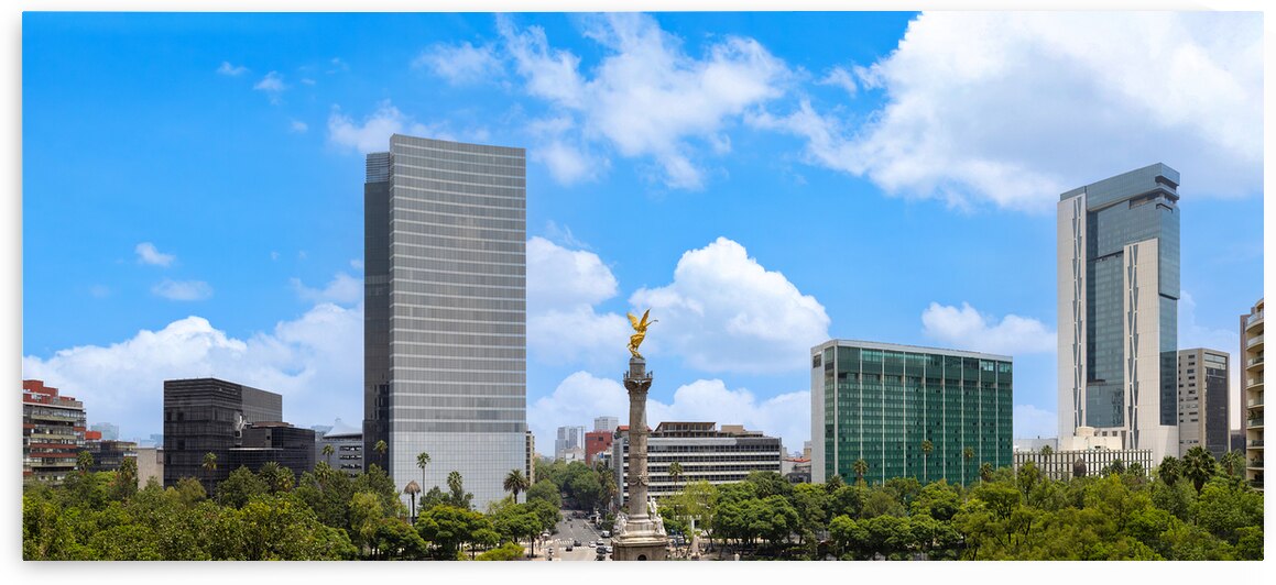 Mexico City tourist attraction Angel of Independence column near financial center and El Zocalo by Elijah Lovkoff