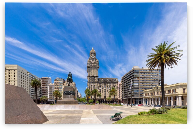 Uruguay Montevideo Independence Square in historic city center a famous tourism attraction by Elijah Lovkoff