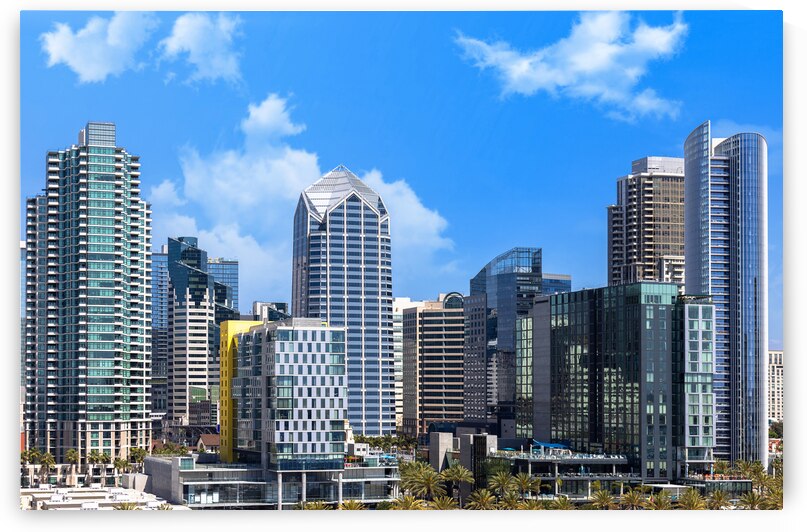 USA Scenic San Diego downtown financial district city skyline and skyscrapers by Elijah Lovkoff
