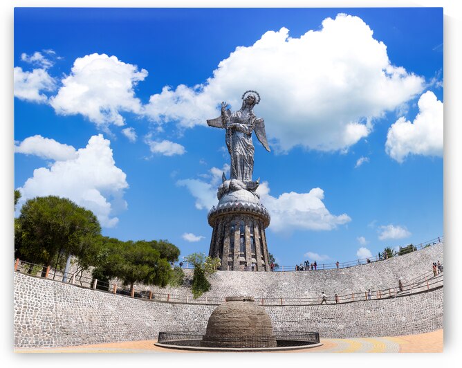 Ecuador Quito lookout of the statue of Virgin of Panecillo. Scenic views of Quito historic center. by Elijah Lovkoff