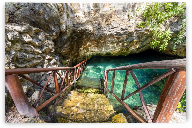 Scenic Cenote Casa Tortuga near Tulum and Playa Del Carmen a popular tourist attraction for local and international tourism by Elijah Lovkoff