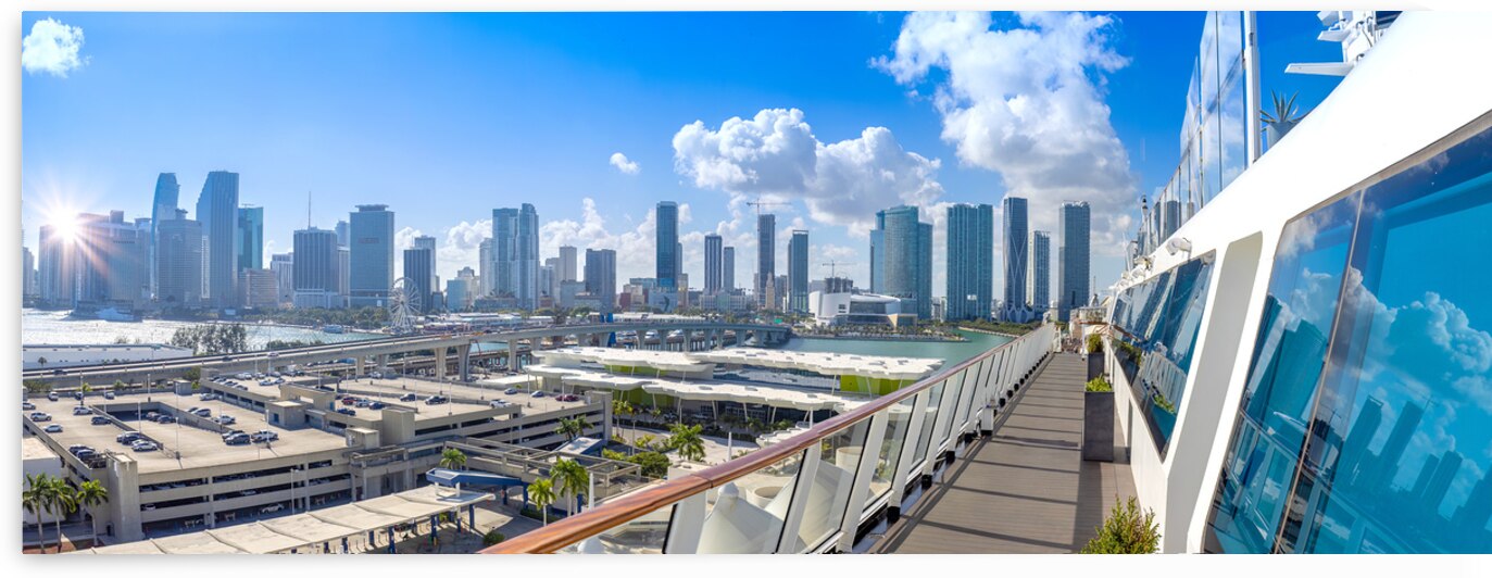 Cruise ship departing to Caribbean vacation from Miami port by Elijah Lovkoff