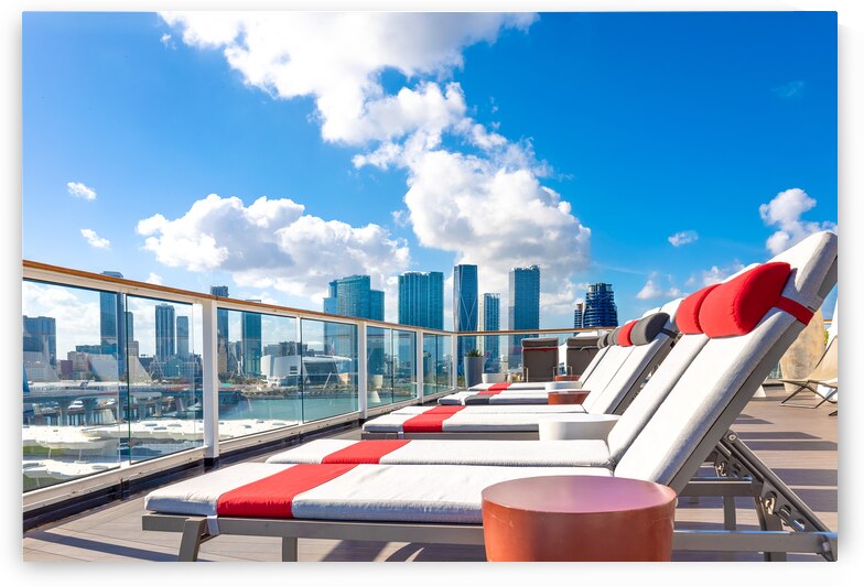 Cruise ship departing to Caribbean vacation from Miami port by Elijah Lovkoff