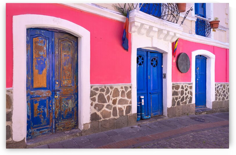 Old Town in Quito Ecuador. Colonial colorful scenic historic city center streets. by Elijah Lovkoff