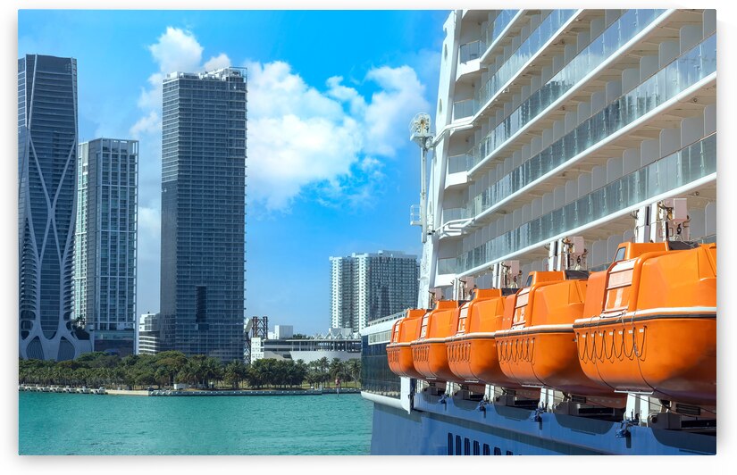 Cruise ship departing to Caribbean vacation from Miami port by Elijah Lovkoff