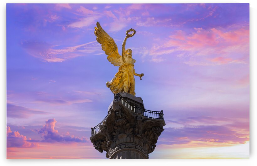 Mexico City tourist attraction Angel of Independence column near financial center and El Zocalo by Elijah Lovkoff