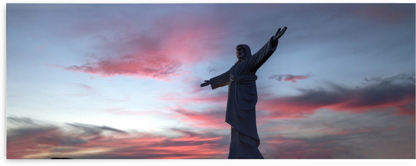 Peru. White Jesus Christ lookout scenic panoramic view of Cusco from Christo Blanco viewpoint by Elijah Lovkoff