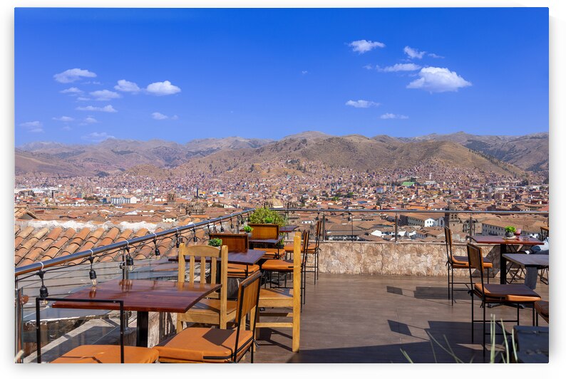 Peru. scenic panoramic view of Cusco panoramic skyline from San Cristobal Viewpoint by Elijah Lovkoff