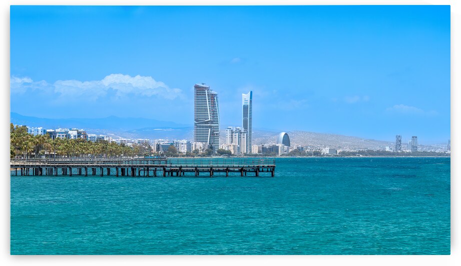 Cyprus Limassol Molos seafront promenade and scenic views of Olimpia coast and financial center by Elijah Lovkoff
