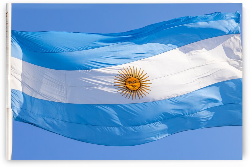 Argentinian Flag near Casa Rosada president office on historic Plaza de Mayo in Buenos Aires by Elijah Lovkoff