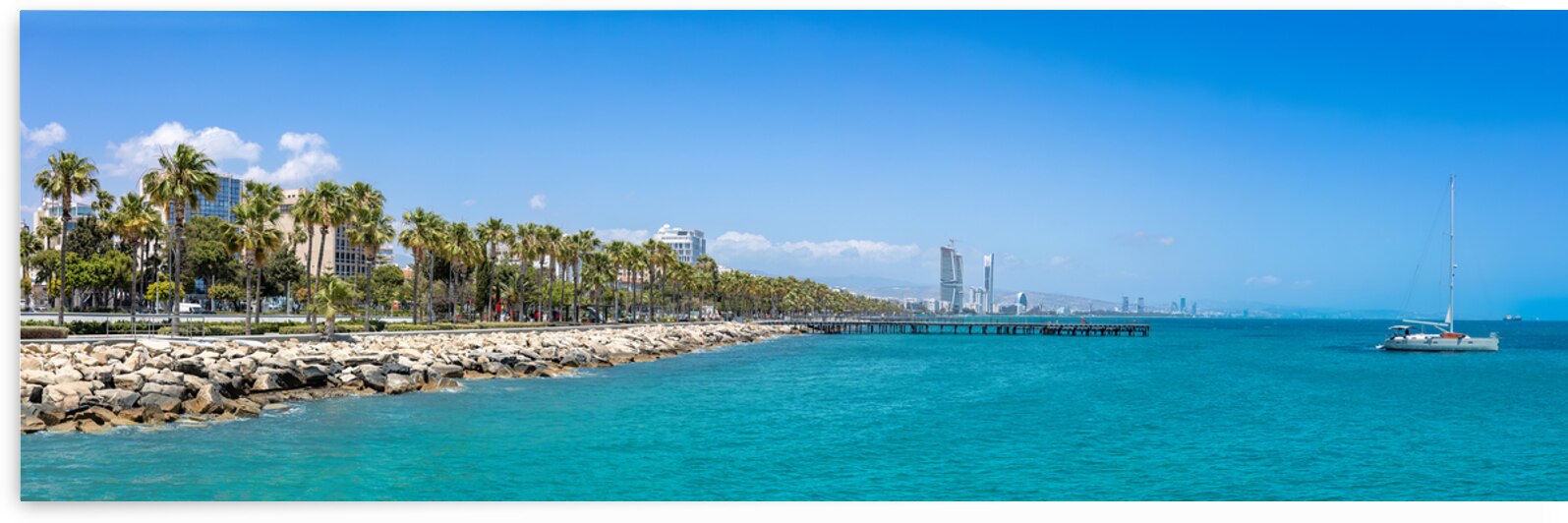 Cyprus Limassol Molos seafront promenade and scenic views of Olimpia coast and financial center by Elijah Lovkoff