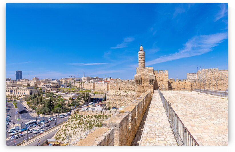 Jerusalem Israel scenic ramparts walk over walls of Old City with panoramic skyline views by Elijah Lovkoff